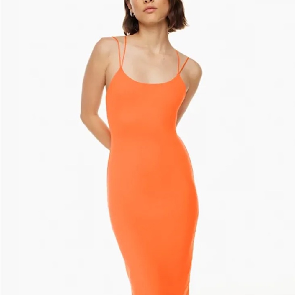Aritzia Wilfred Contour Orange Midi Dress